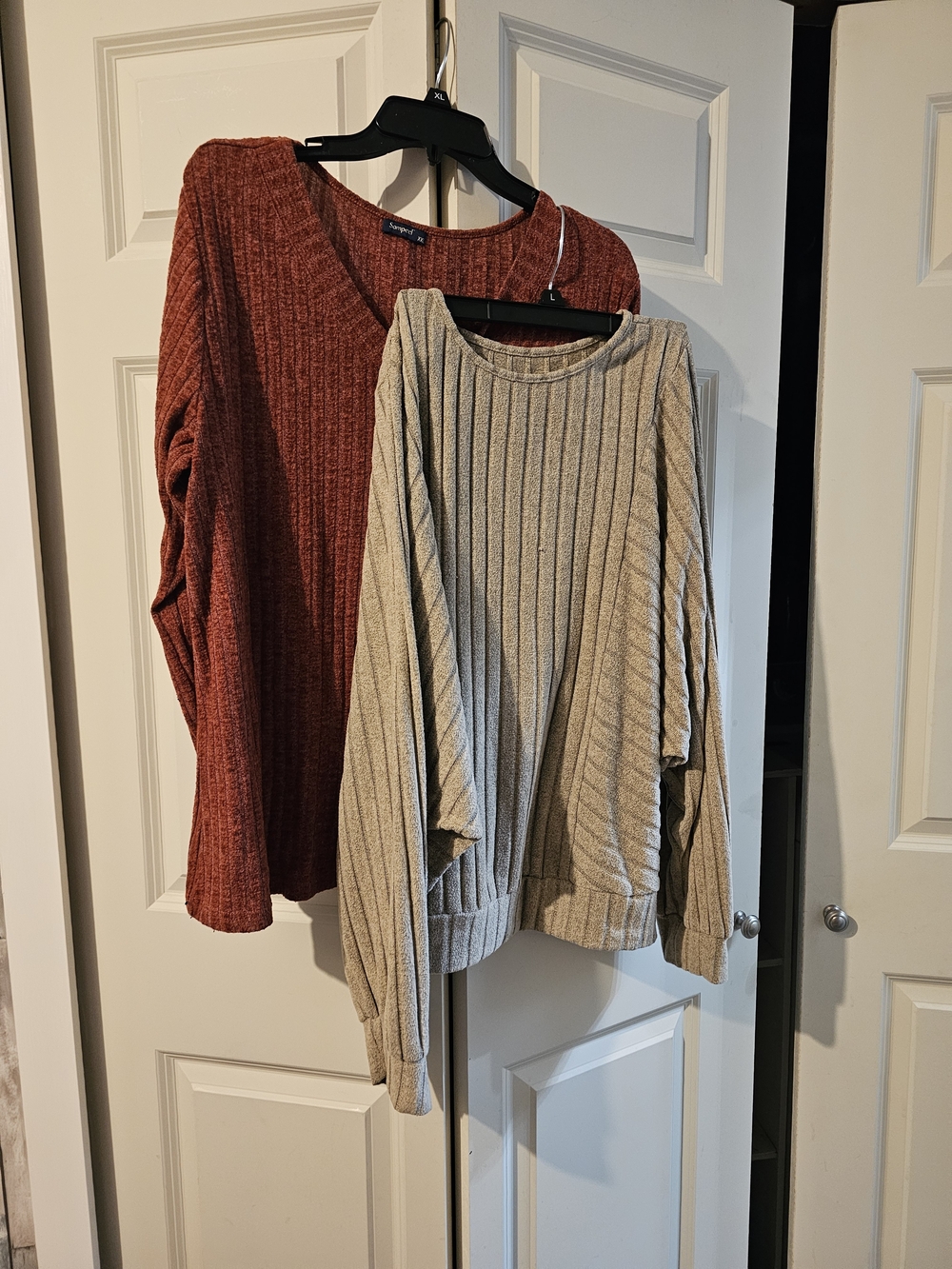 Women’s Ribbed Sweaters - Set Of 2, Rust and Taupe  Xxl
